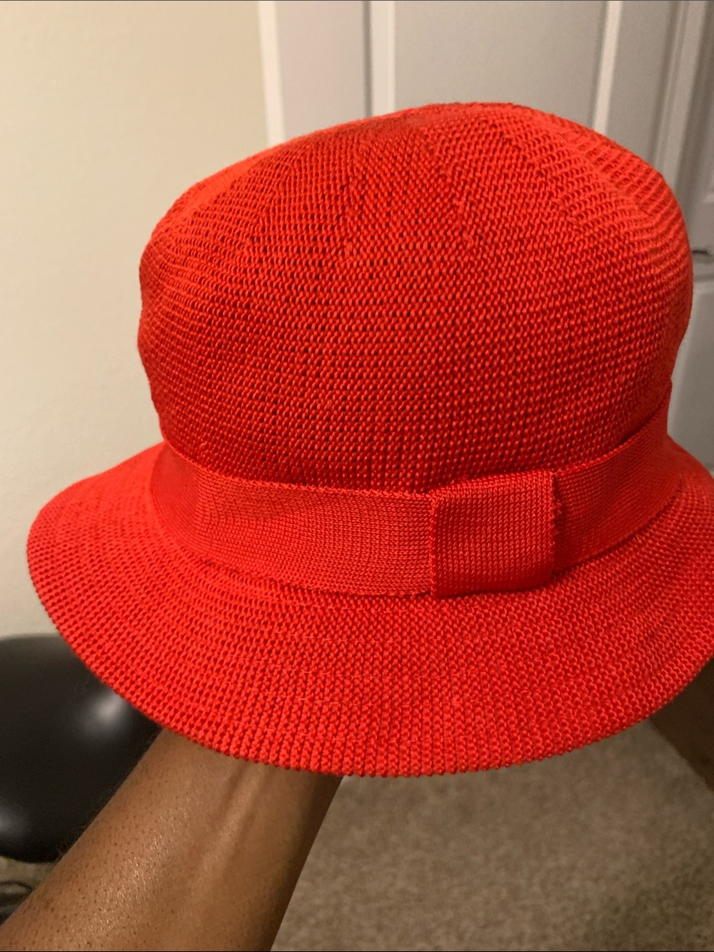 Bright Red Knit Bucket Hat